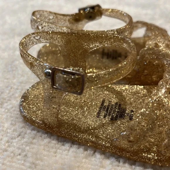 NWOT GOLD SPARKLE JELLY SANDALS - SIZE 6-12M - Picture 6 of 7